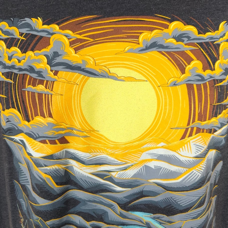 Forest Sunset T Shirt Mens Size Large Gray Mountain Lake Into The AM Nature Tee gallery