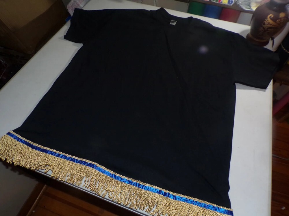 Solid Colors Black Gold Fringes