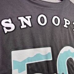 Peanuts® Snoopy Baseball Jersey shirt Mens Large Black Charlie Brown Button NWT