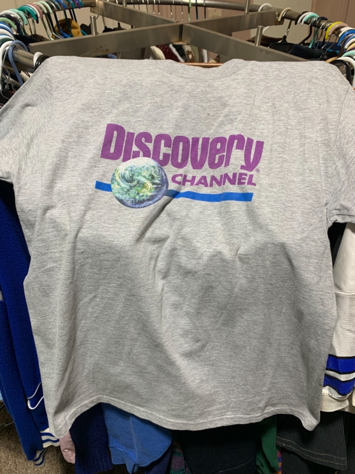 vintage discovery channel t shirt grey promo script Hanes sz large gallery