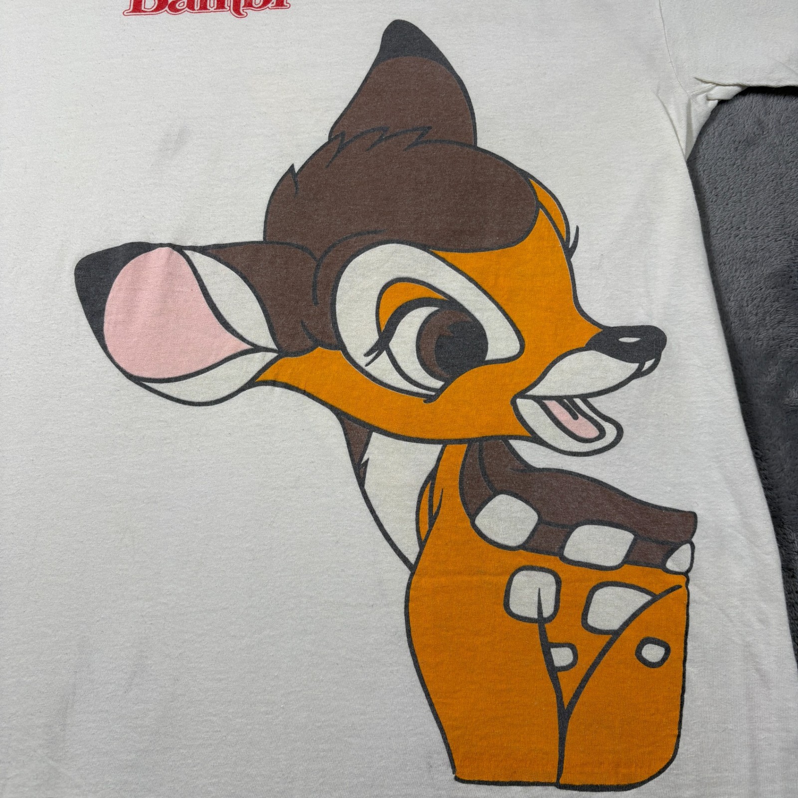 Hering T-Shirt Mens XL White Cotton Walt Disney Classic Bambi Deer Movie Promo gallery