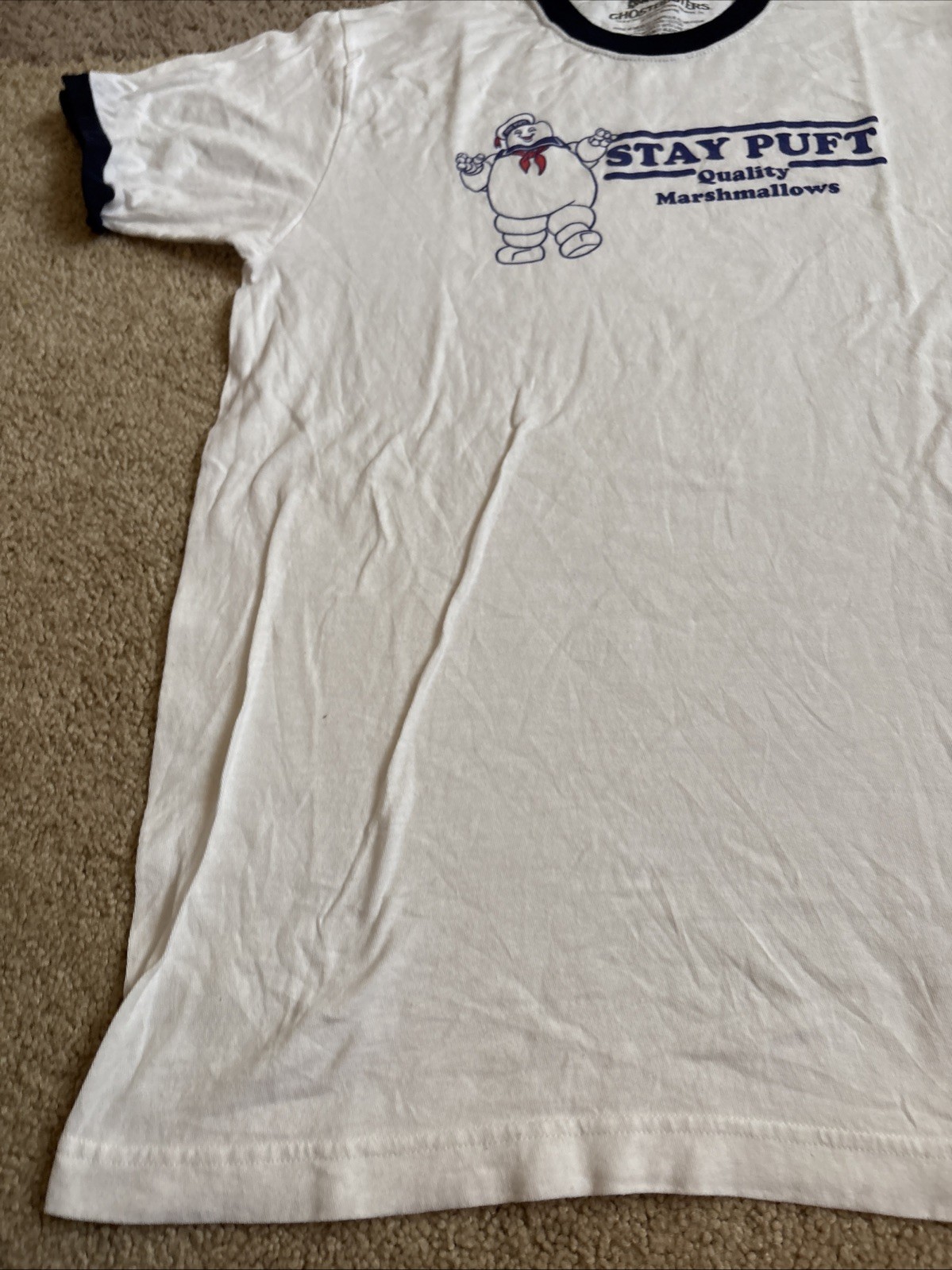 Ripple Junction Ghostbusters Ringer Style Adult T-Shirt M Stay Puft Marshmallow gallery