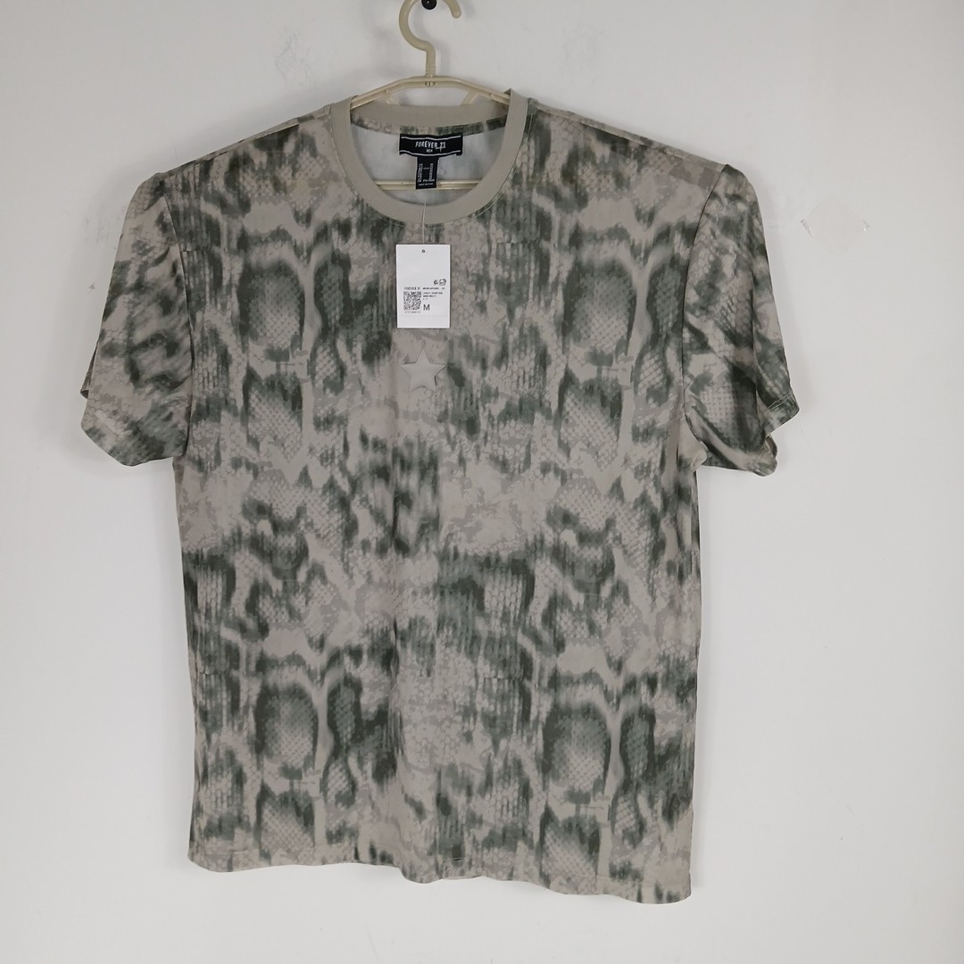 Forever 21 Mens Mesh See Through T Shirt Size M Camo Green Sage Polyester New