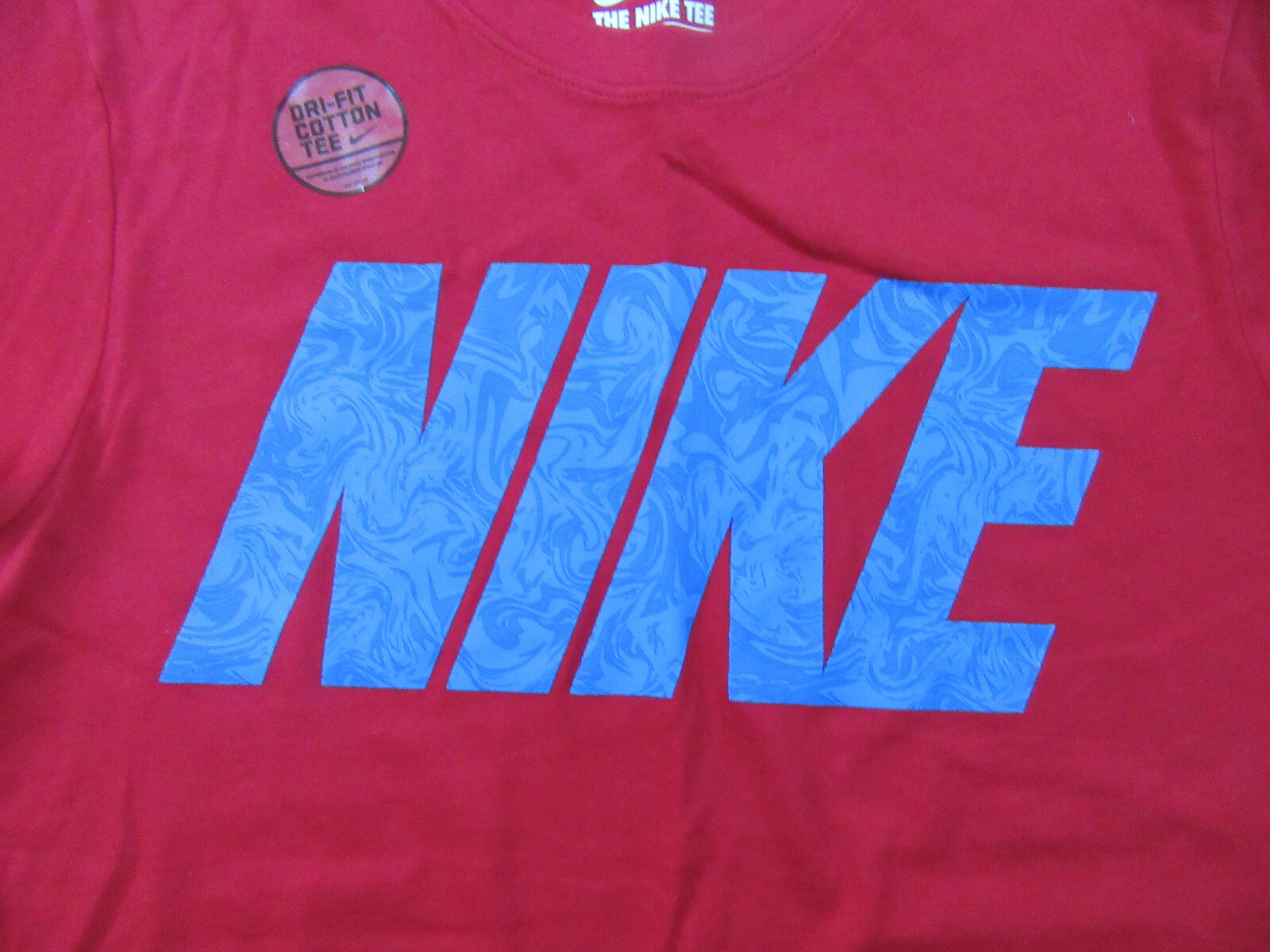 NWT NIKE Dri Fit Logo Red Short Sleeve T-Shirt Cotton/Polyester Sz S gallery