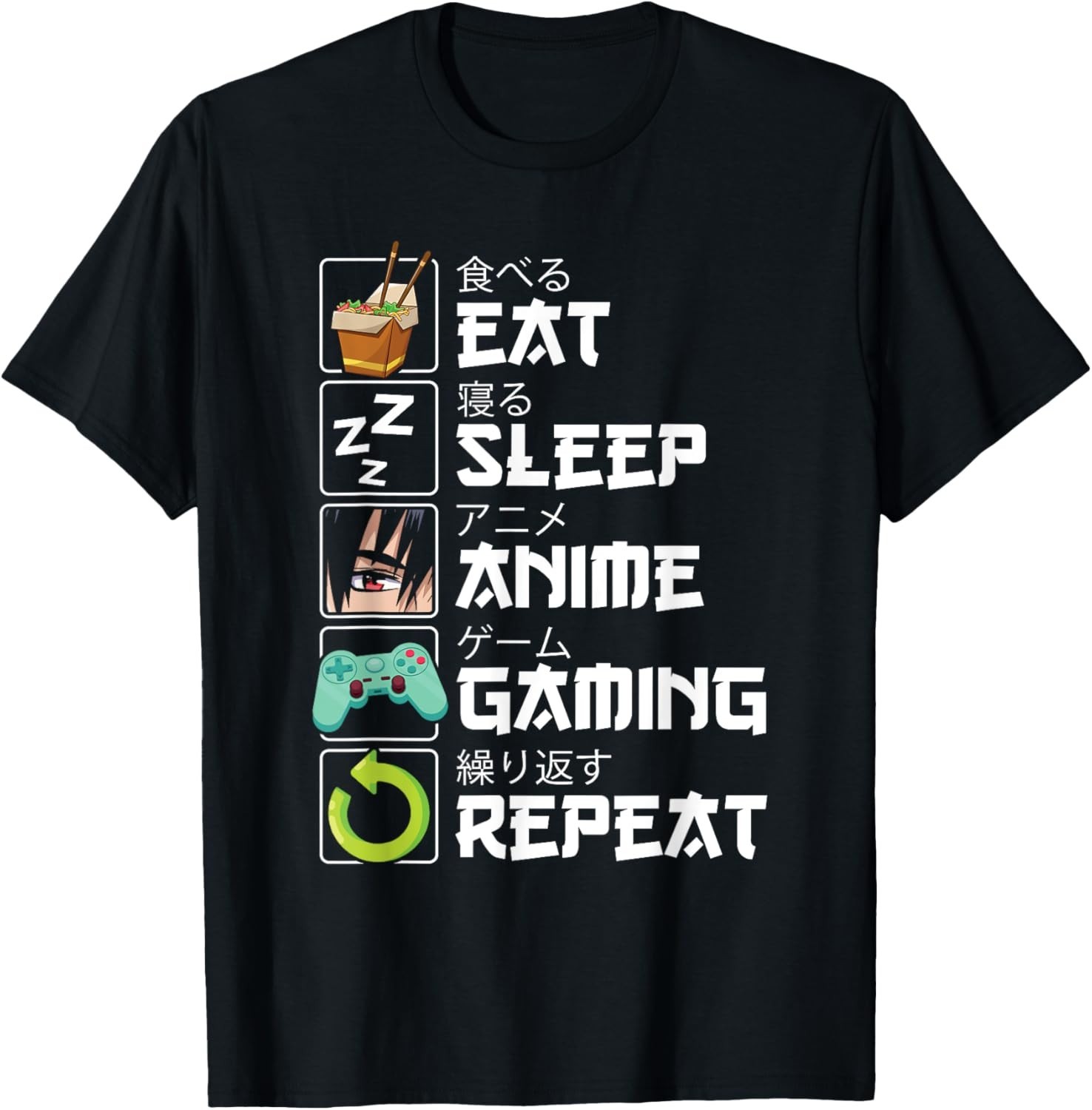 Eat Sleep Anime Gaming Repeat Kawaii Otaku Anime Manga Gift Unisex T-Shirt gallery