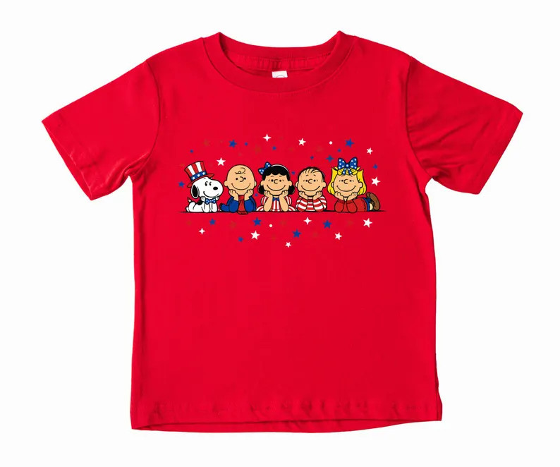 Peanuts Snoopy 4th of July USA Heather Blue Patriotic Adults Tee T shirt gallery