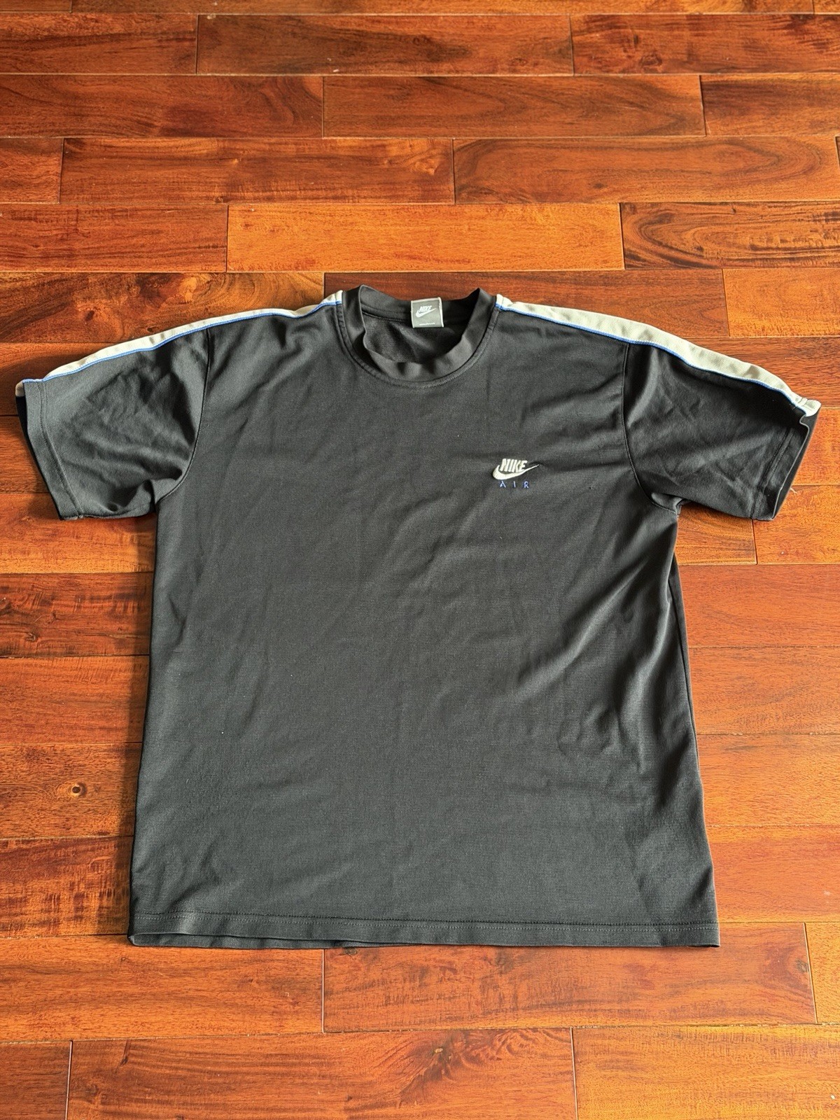 VTG Nike Air Shirt XL 247941-010 Mesh Gray Tag Black Blue Stripe 2000s Y2K RARE gallery