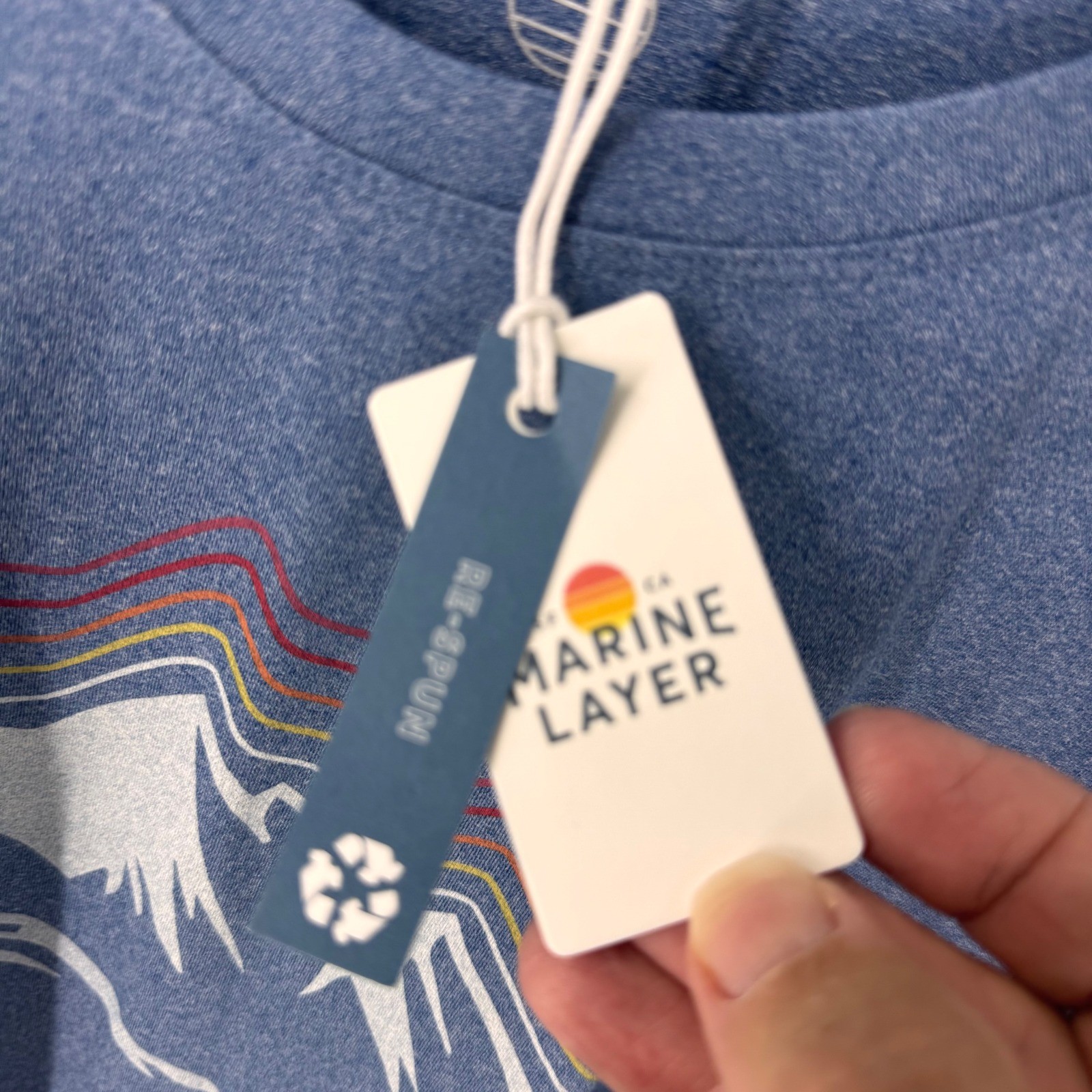 Marine Layer Weekend Sport Re-Spun Mountain Graphic T-Shirt Blue Mens Large NWT gallery