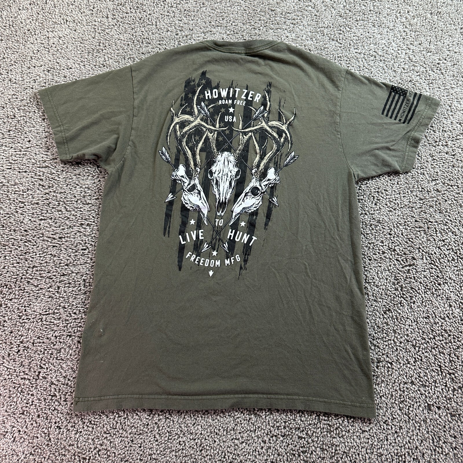 Howitzer Patriot MFG Shirt Mens Medium Green Live To Hunt Archery READ