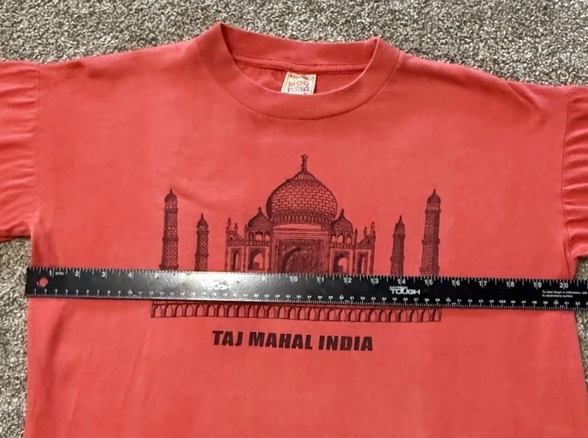 Vintage Taj Mahal India T Shirt Made In India Tourist Graphic Red Tee Fits M gallery
