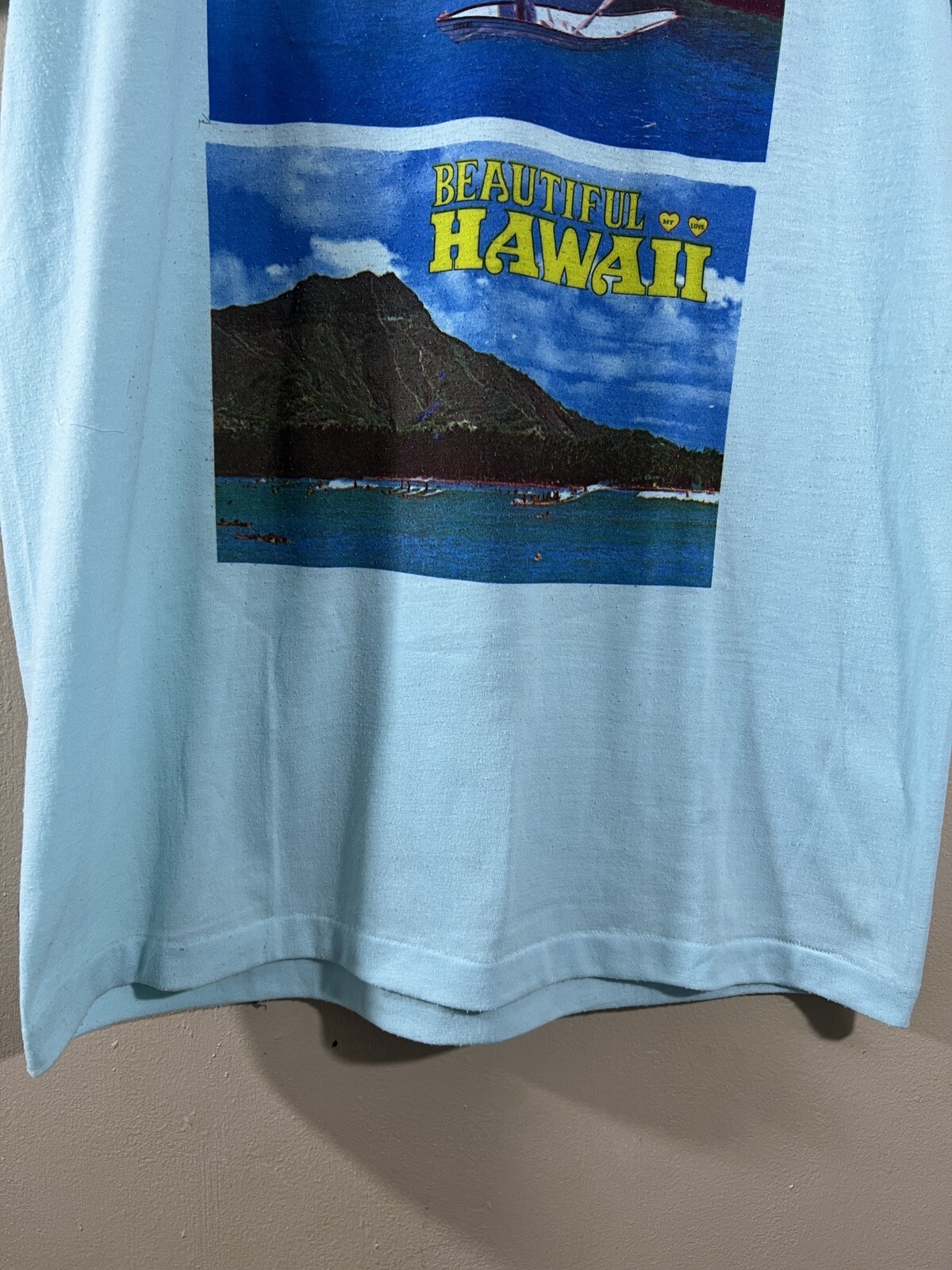 VTG beautiful Hawaii sportswear blue sz L single stitch t shirts made in USA gallery