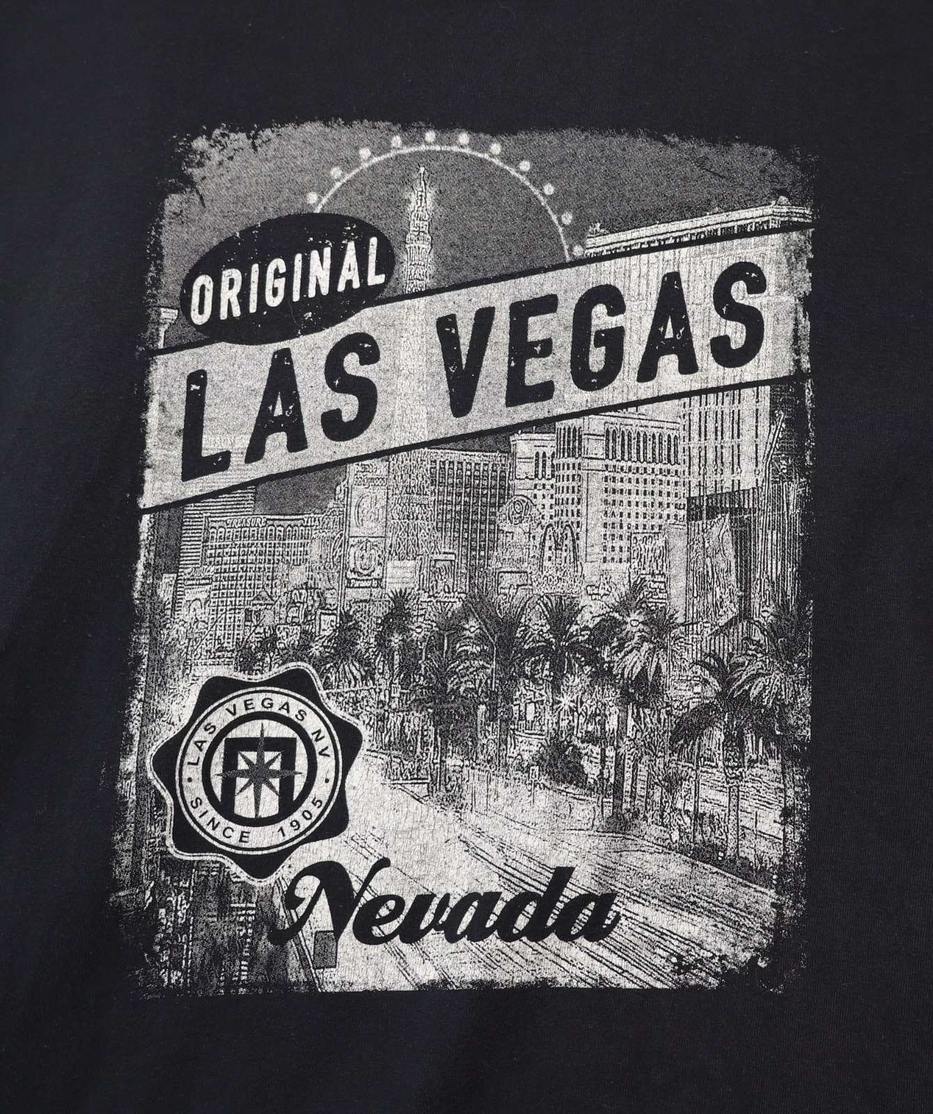 VTG Las Vegas Men Shirt Large Graphic T black Y2K postcard retro