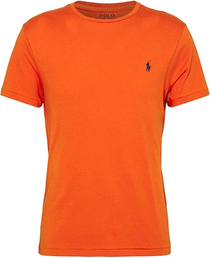 Polo Ralph Lauren Crew Neck Modern Classic-Fit T-Shirt Mens d ORANGE GREEN PONY
