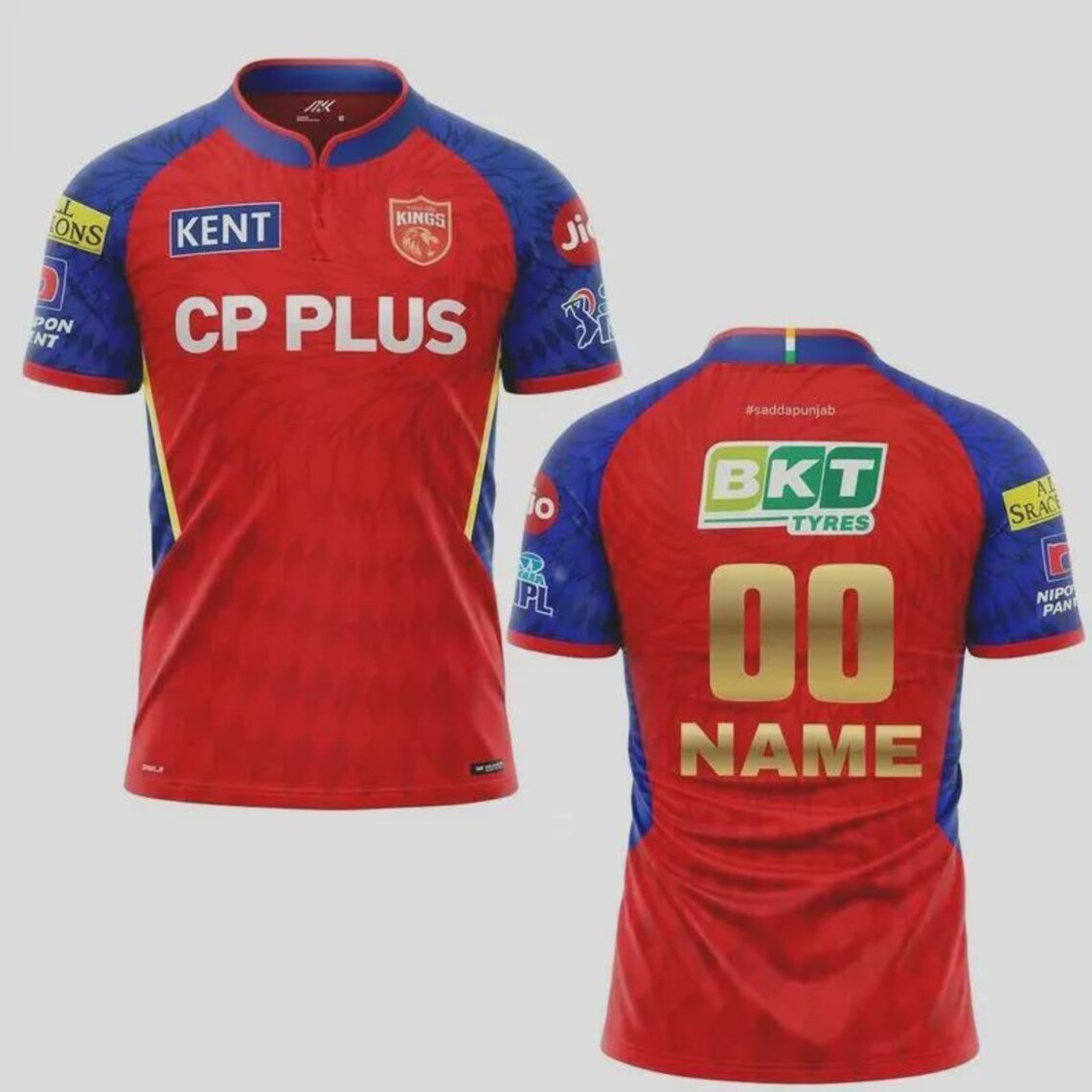 New Customised Punjab Kings PBKS IPL Team Zip Polo Shirt 3D gallery