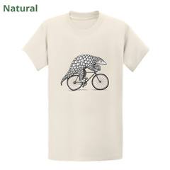 Pangolin on Bicycle T-Shirt – Hand Screen Printed Cute Animal Bike Gift Tee