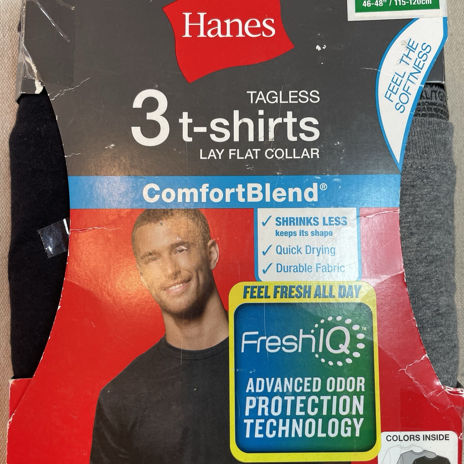 XL Hanes T-Shirts 3 Pack Comfort Blend Tagless Lay Flat Collar White Gray Black gallery