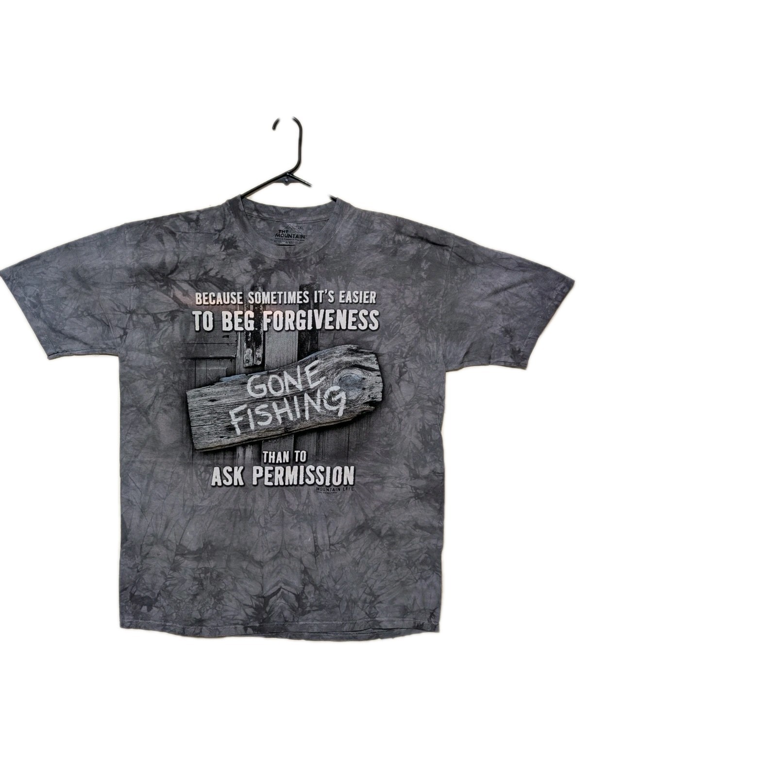 The Mountain T Shirt Mens Gray Fishing WO Permission 2XL Retired Logo #1142 NWOT gallery