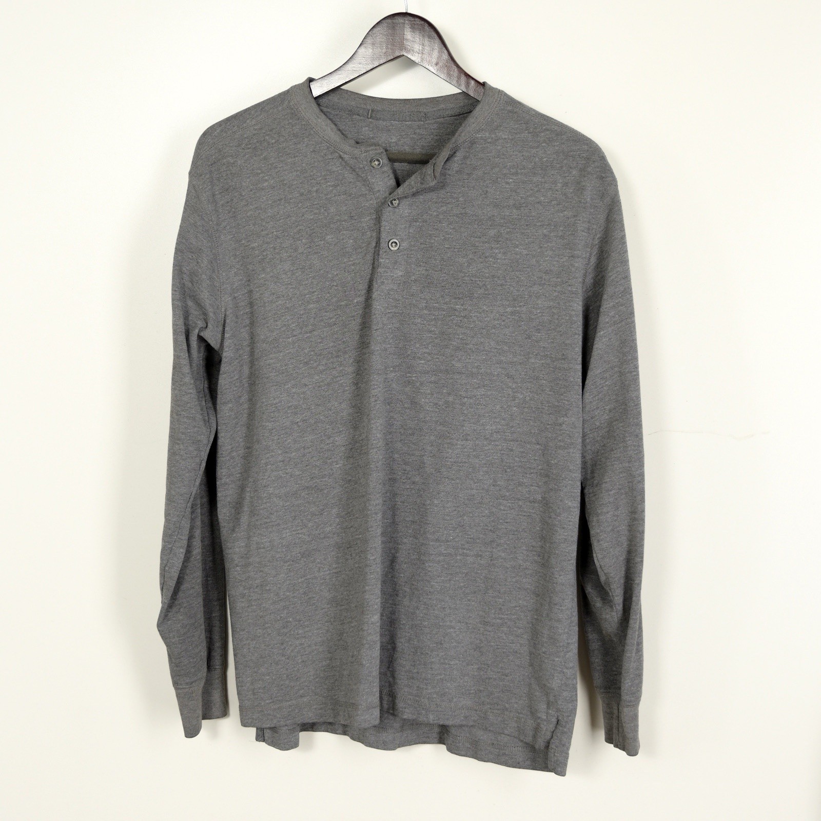 Men’s XL Gray Knit 3-Button Long Sleeve Casual Pullover Henley Shirt