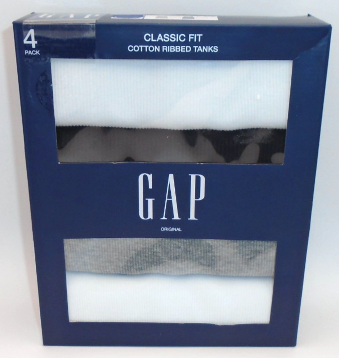 NEW MEN'S "GAP ORIGINAL RIBBED COTTON BLEND TANKS, 4 PACK TANK TOPS T SHIRTS" gallery