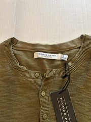 NWT Thomas Payne Mens Sz Medium Henley Sweater Shirt Olive Green 100% Cotton