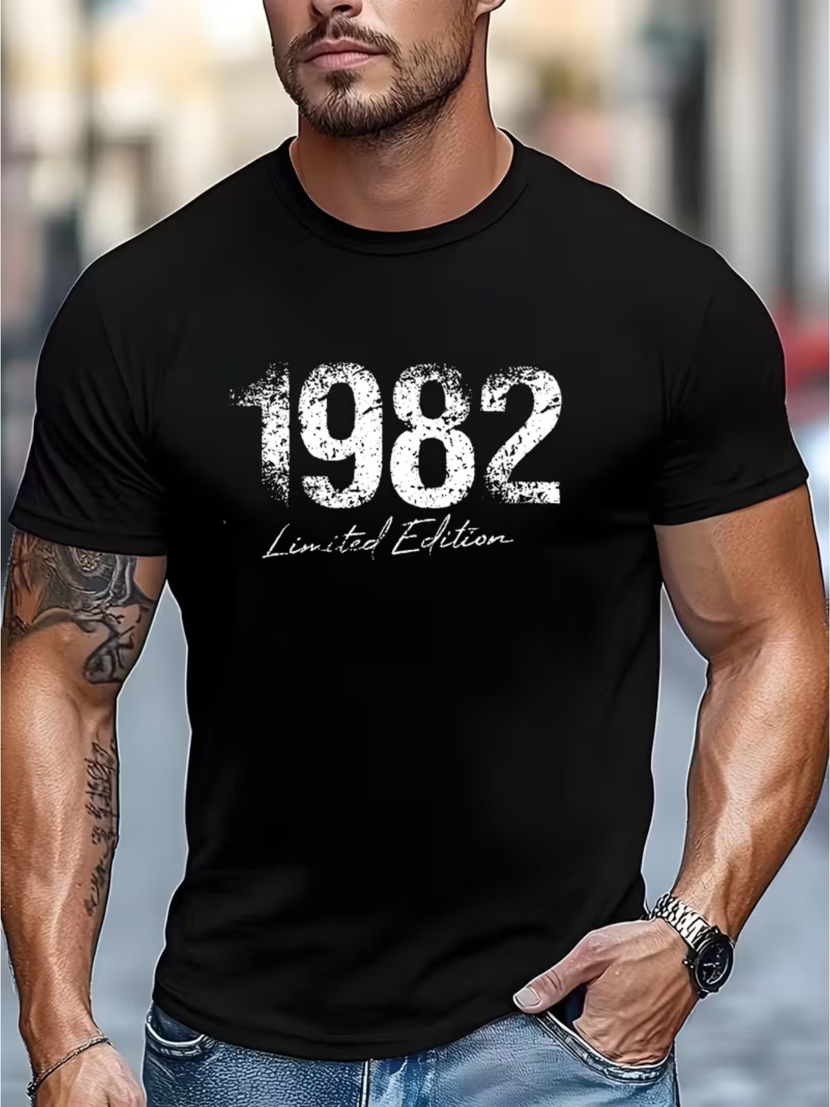1982 Limited Edition Men'S Short Sleeve T-Shirt Vintage Geometric Print gallery