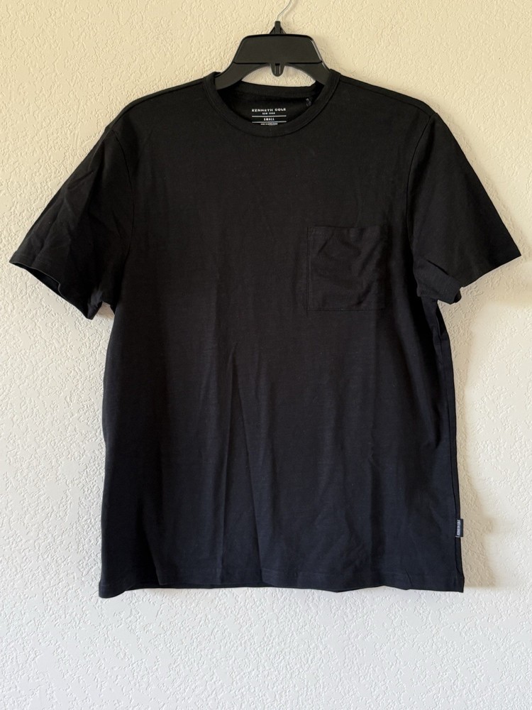 Kenneth Cole Small Black Classic Knit Pocket T-Shirt Super Soft 100% Cotton