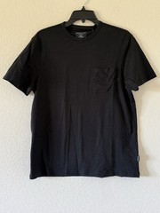 Kenneth Cole Small Black Classic Knit Pocket T-Shirt Super Soft 100% Cotton
