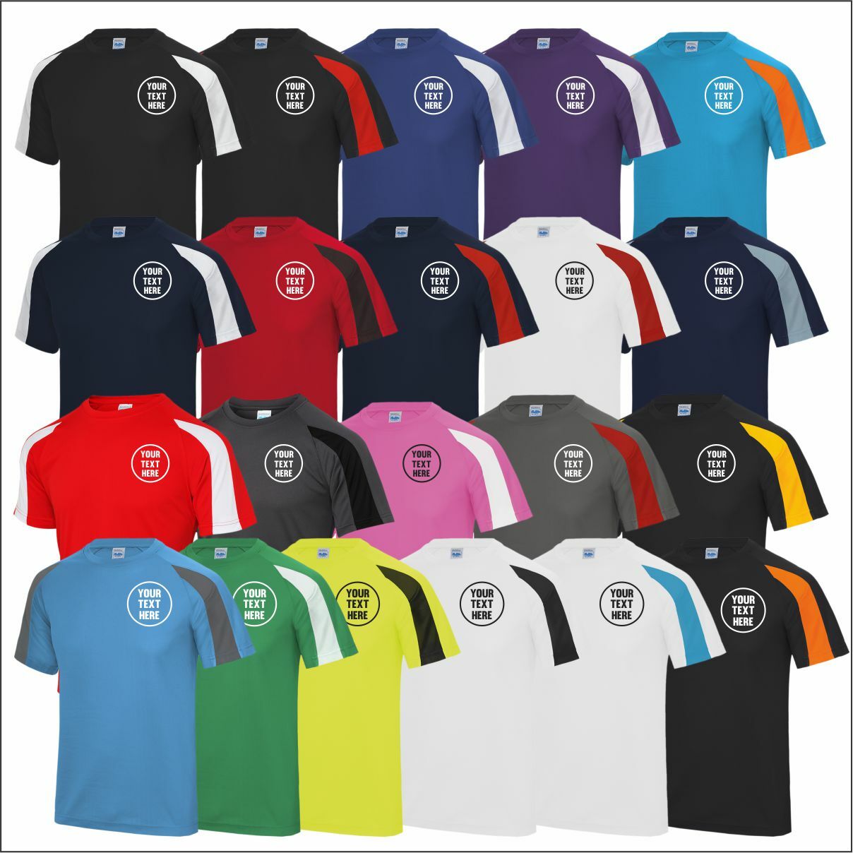 Personalised Custom Printed AWDis Contrast Cool T-Shirt Sports Polyester Tee TOP gallery