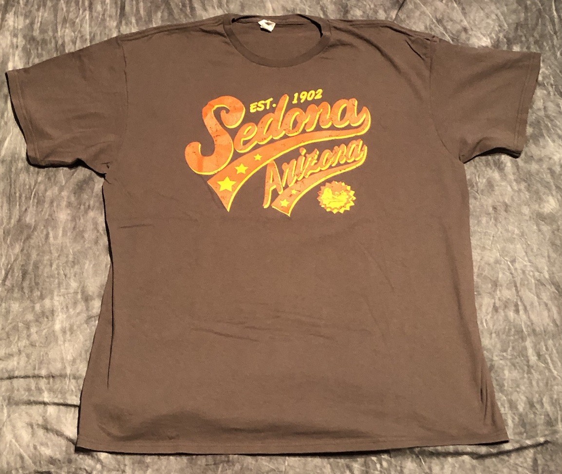 Sedona Arizona Est. 1902 T-Shirt Gray 100%!Cotton VG Size XL Orange Decal Print
