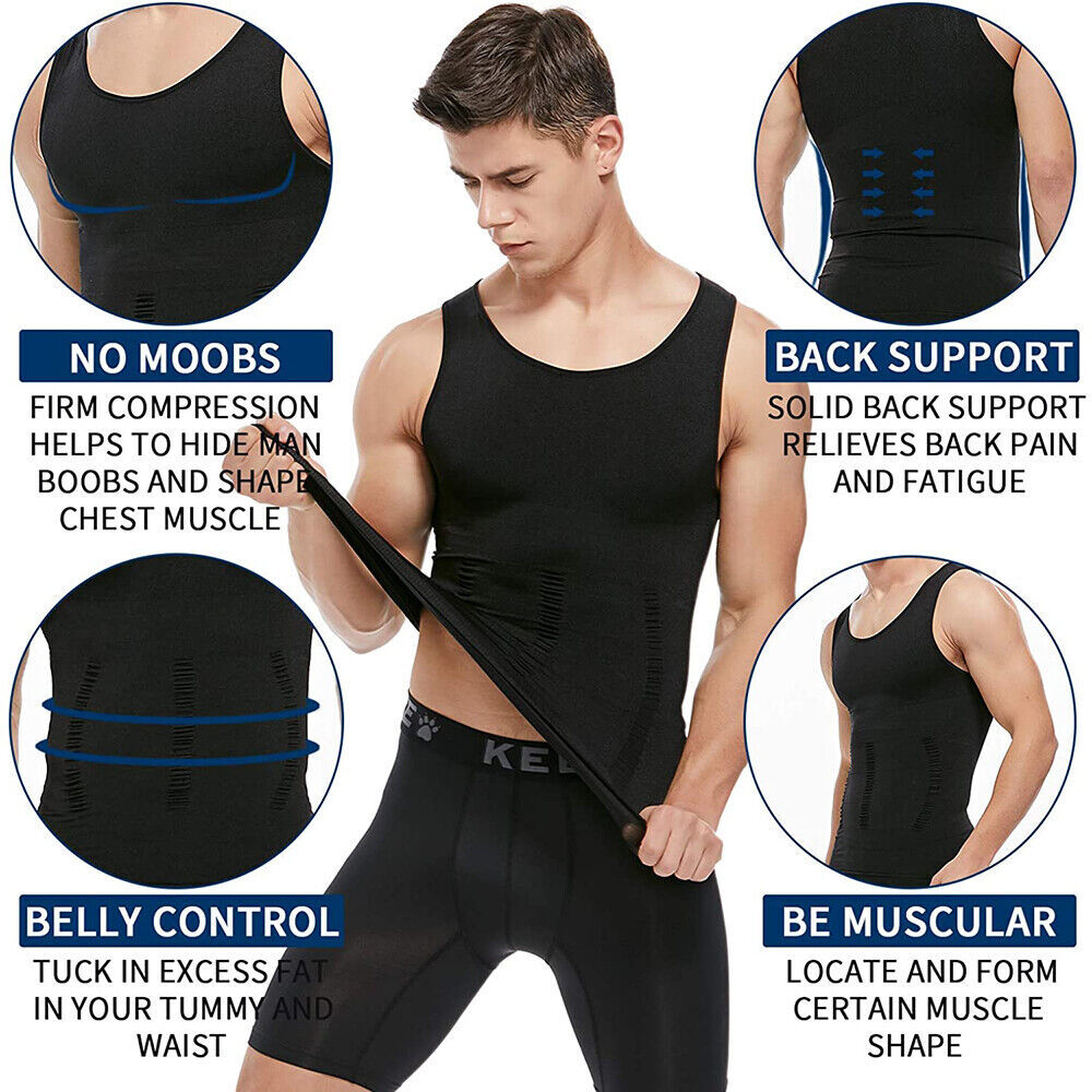 Gynecomastia Moobs Compression Vest Shirts Men Tank Top Slimming Body Shaper US gallery