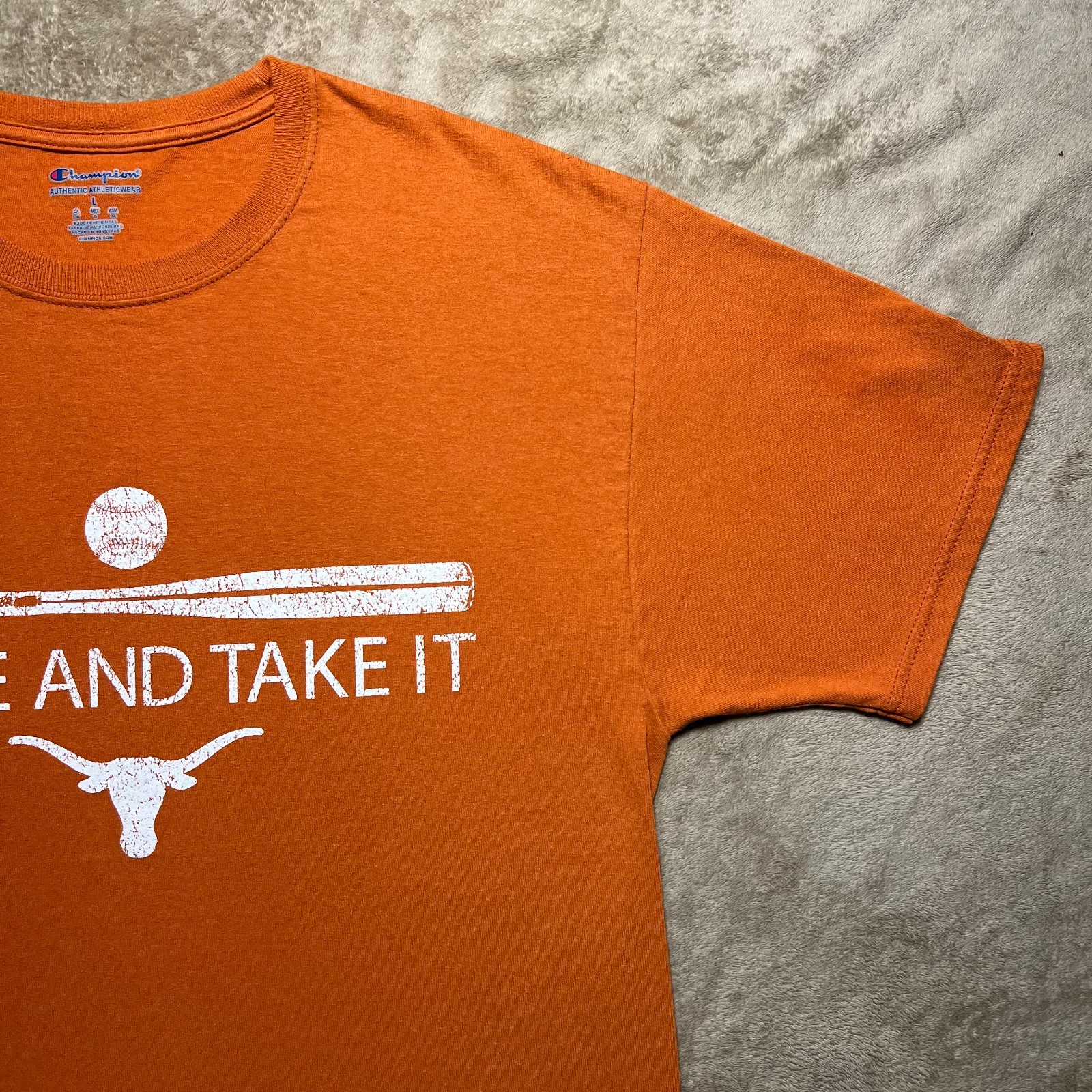 Champion Texas Longhorns Come And Take It T Shirt Mens L Burnt Orange Baseball gallery