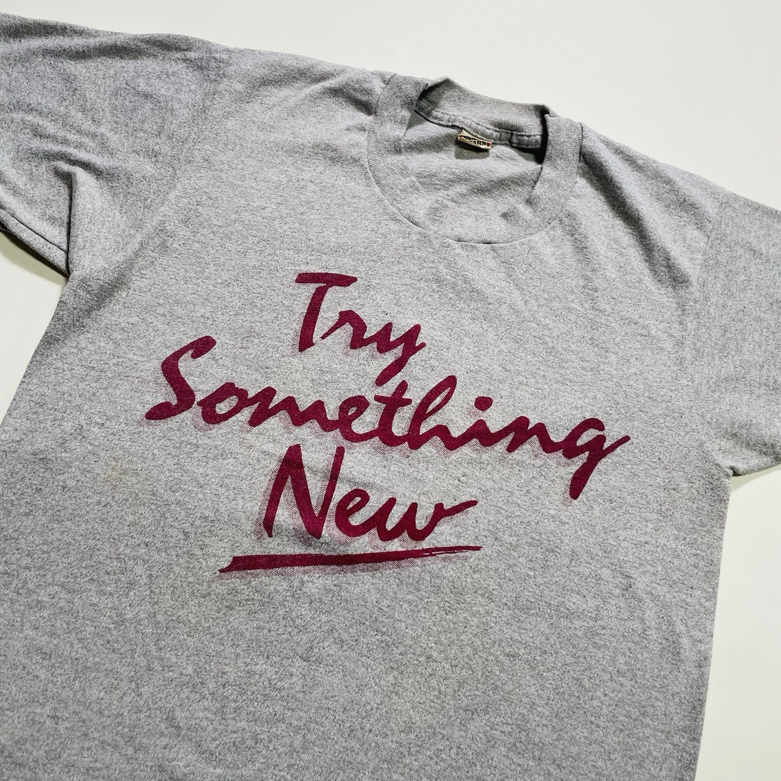 Vintage 1980s “Try Something New” Swim USA T-Shirt Single Stitch Gray S gallery