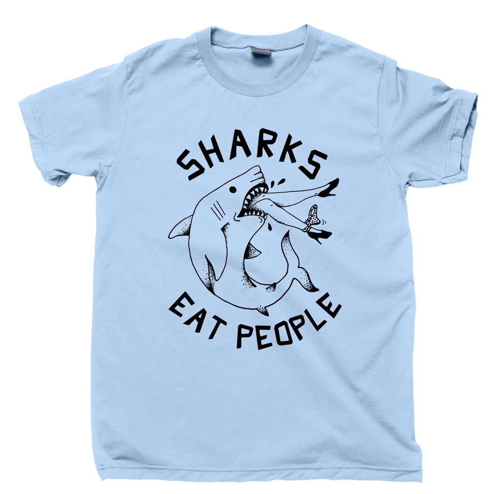 Shark T Shirt Megalodon Tooth Jaws Deep Sea Fishing Boat Movies DVD Blu Ray Tee
