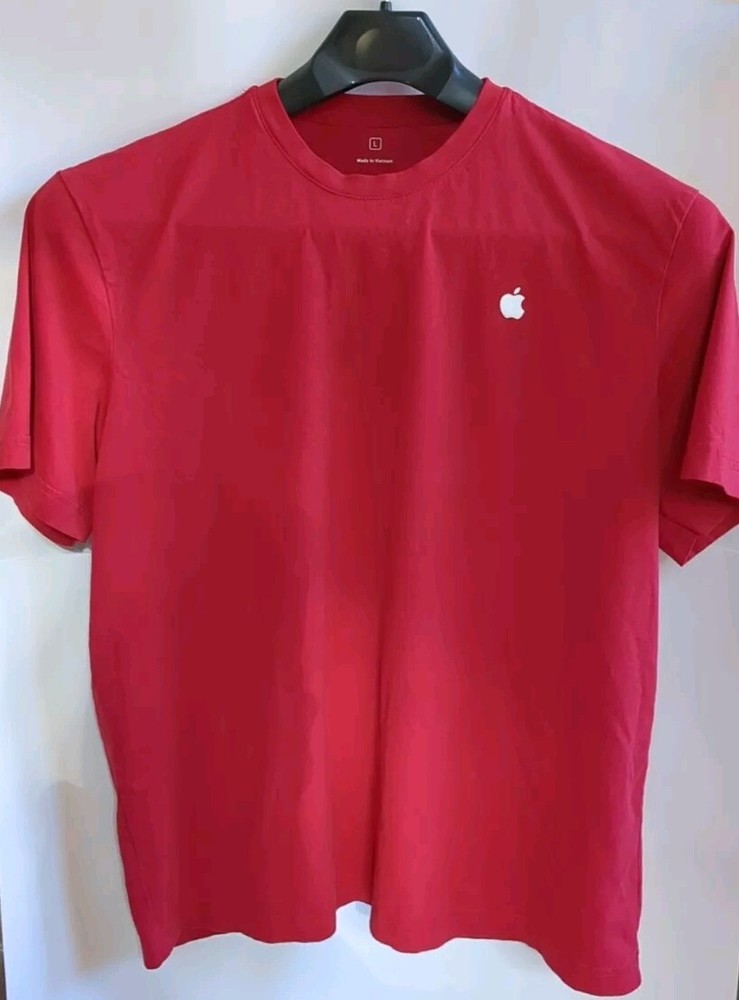 APPLE Official MAC Computer Store Employee RED Tech Staff T-Shirt Size LARGE