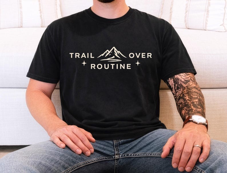 Trail Over Routine Tee, Garment-Dyed Cotton, Hiker Gift gallery