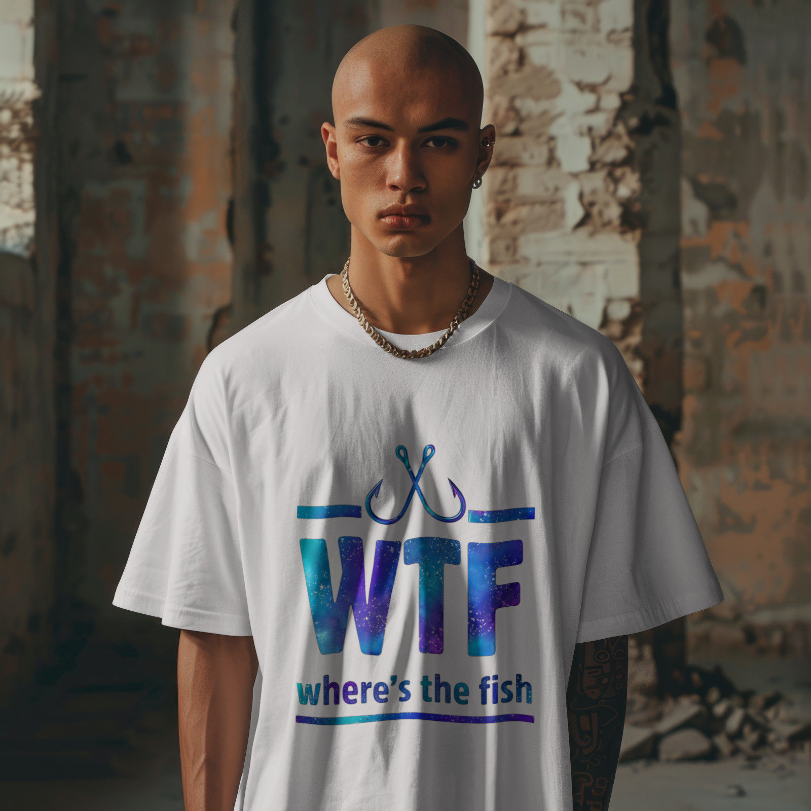 WTF Where’s the Fish Funny Fishing Shirt Angler Meme Graphic T-Shirt gallery