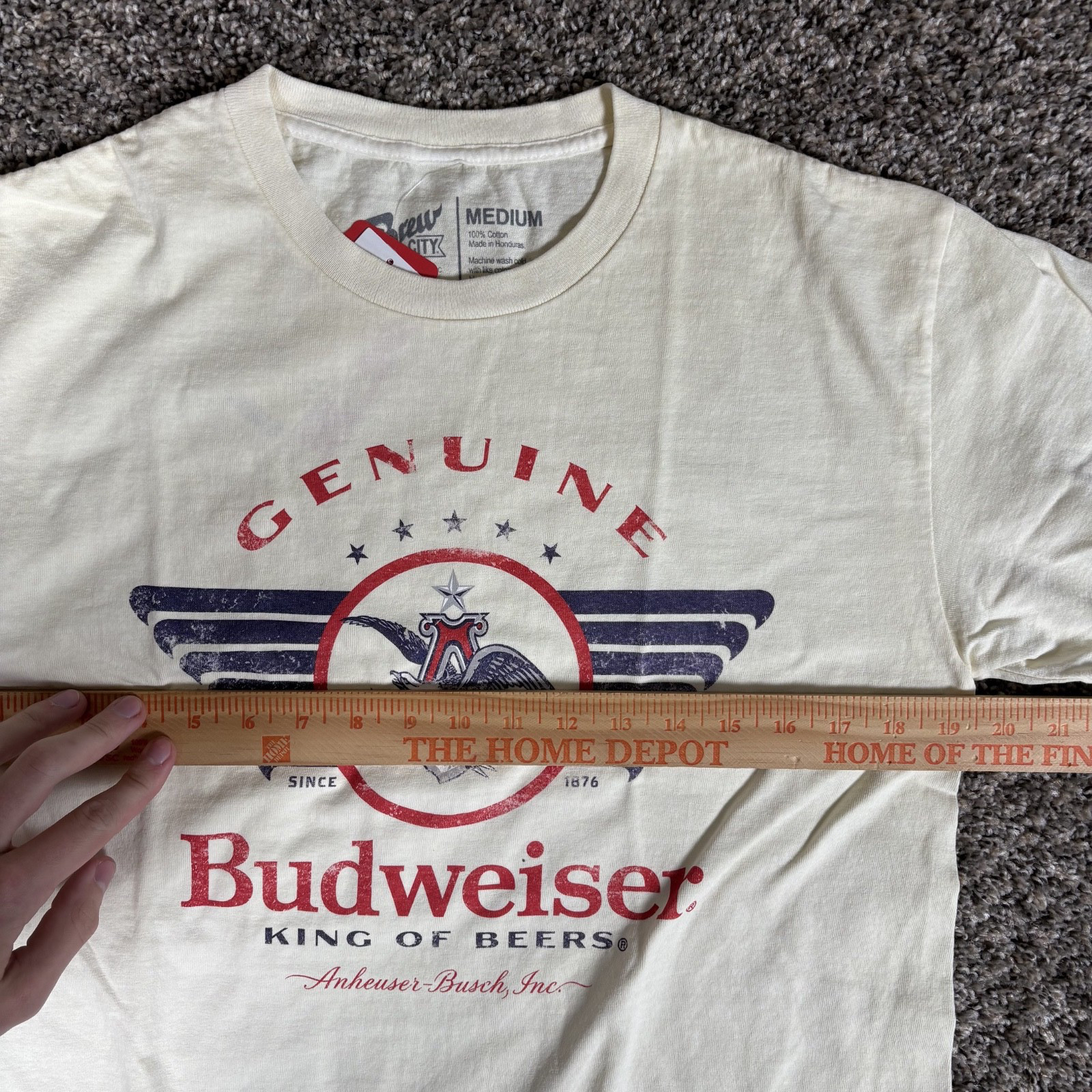 Budweiser King Of Beers T Shirt Mens White Brew City Graphic Print NWT gallery