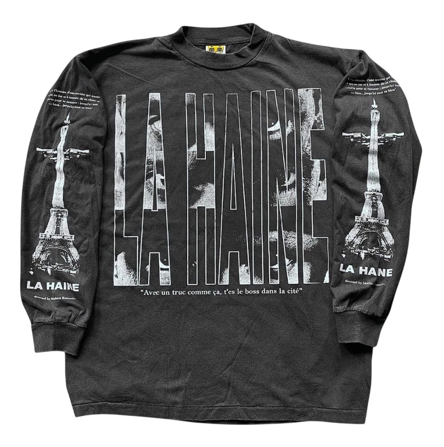 La Haine Shirt Sz XL Vintage Style Long Sleeve Black Faded Single Stitch REPRINT gallery