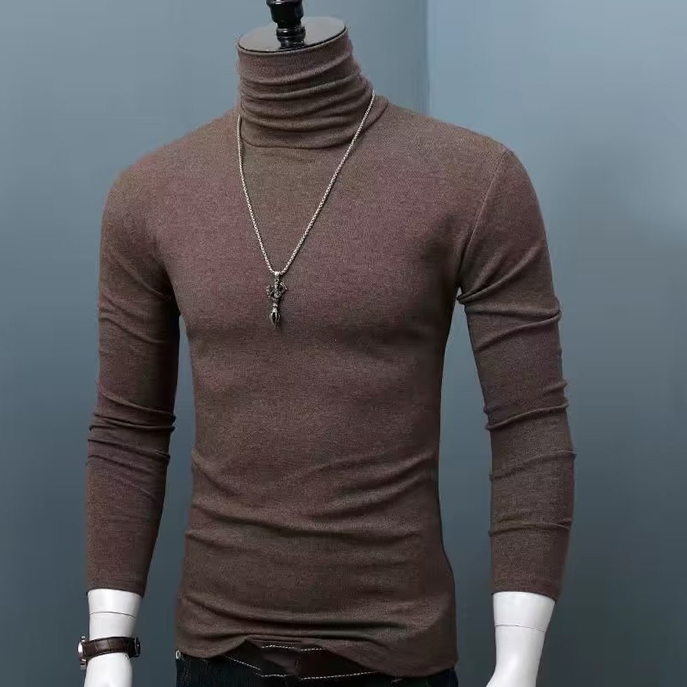 Sleek and Warm Men's High Neck Blouse with Long Sleeves for Winter Months gallery