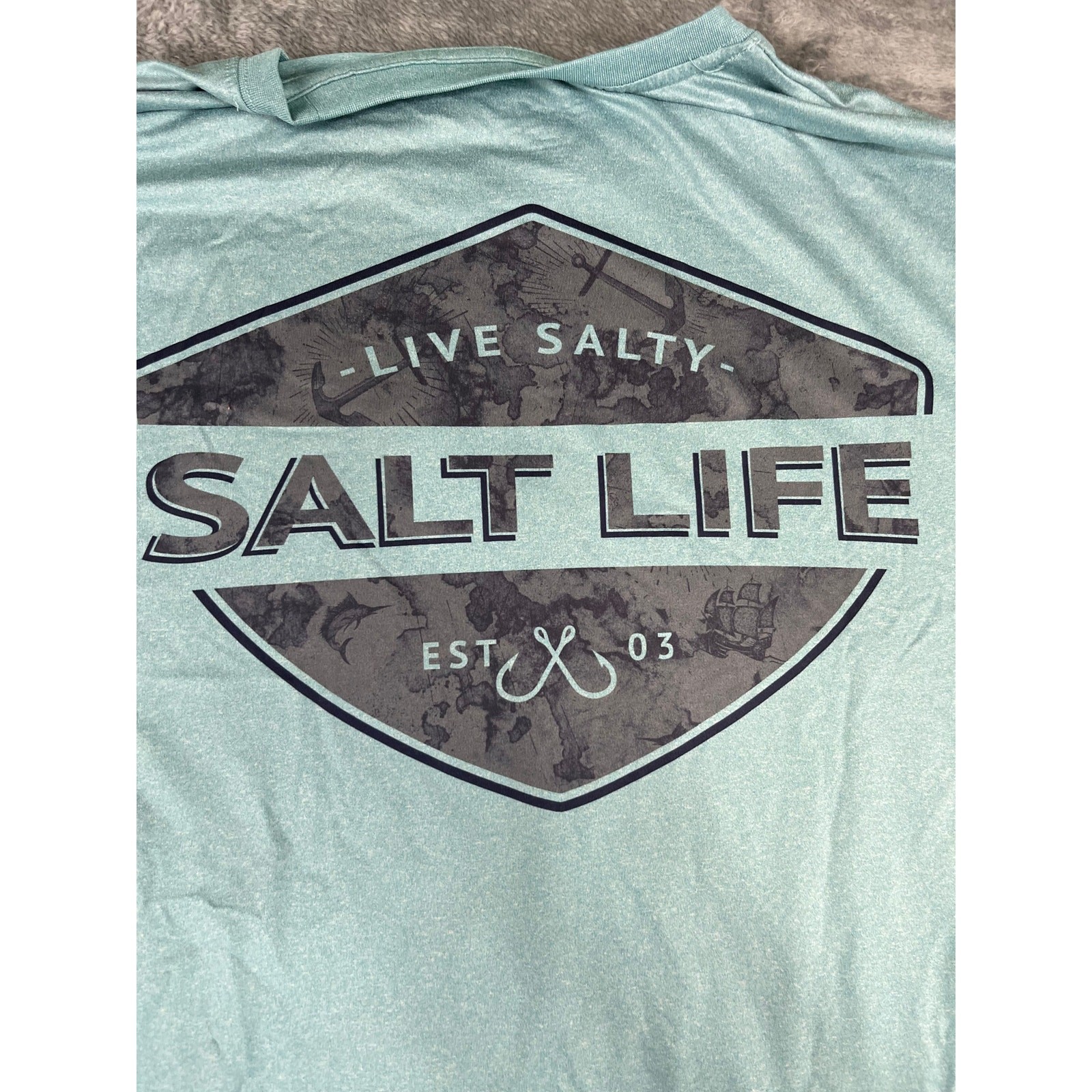 Men’s Salt Life teal green SLX XL Long-Sleeve Performance Tee Excellent gallery