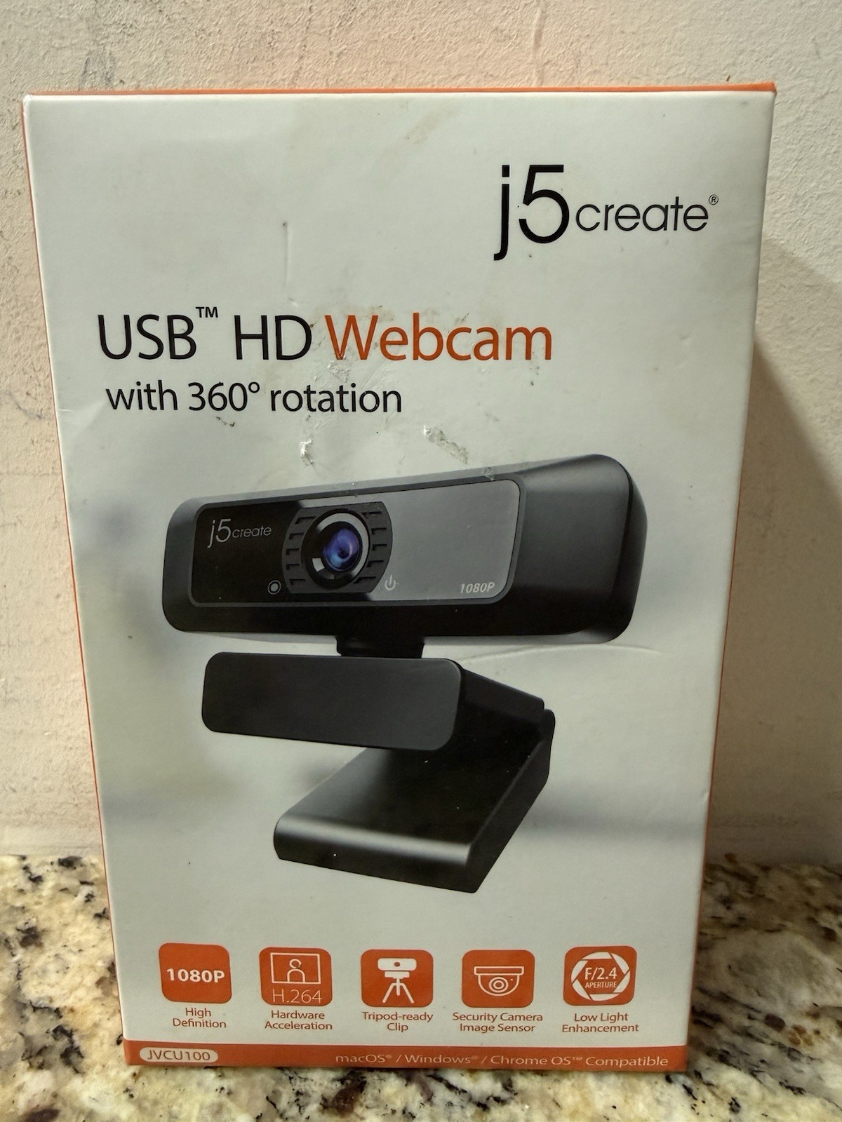 j5create USB HD Webcam with 360° Rotation Black sealed new