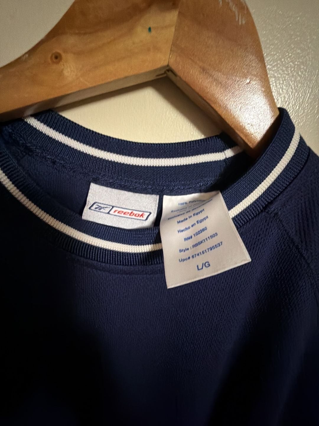 Vintage 90s Reebok Navy Blue and White Trim Mesh Performance Jersey T-Shirt gallery