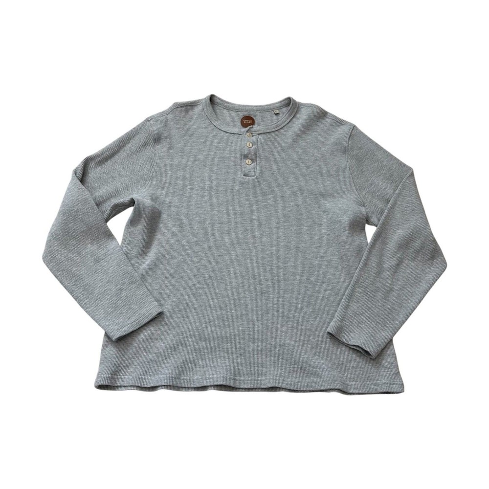 Common People Waffle Long Sleeve Henley Grey Size M/L