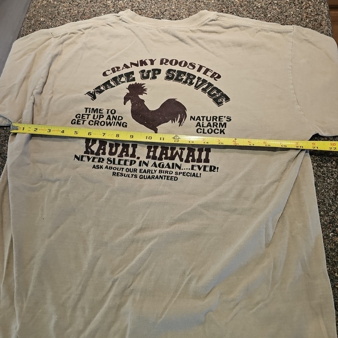 Crazy Shirts Kauai Hawaii Cranky Rooster T-shirt Tan Sz L 100% Combed Cotton EUC gallery