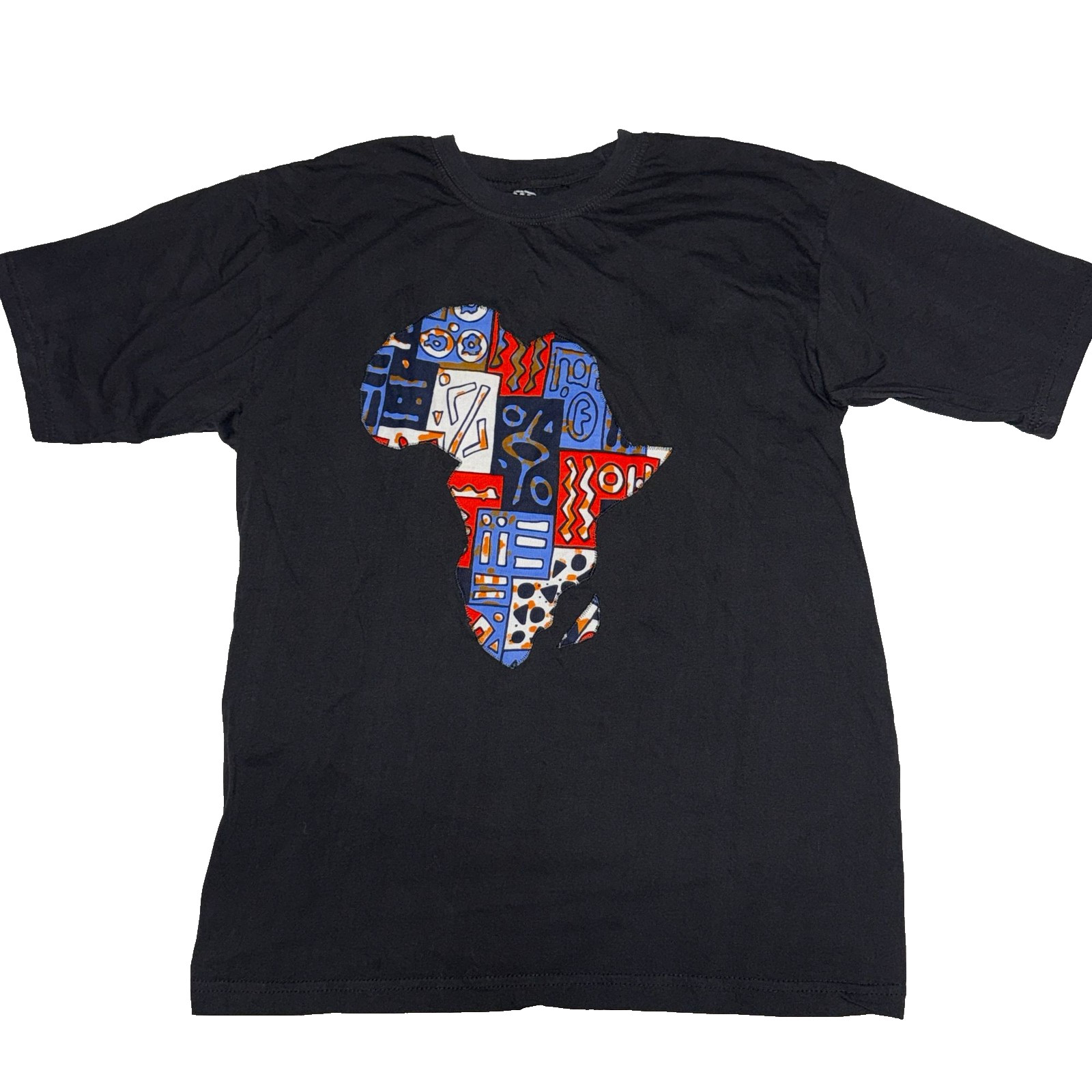PAK Collection African Map Patch T-Shirt Men XL Black Streetwear Embroidered gallery