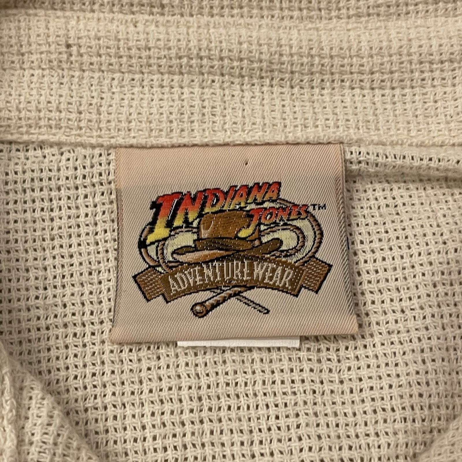 VTG 90s Indiana Jones Adventure Wear Creme / Tan Waffle Knit Cotton Made In USA gallery