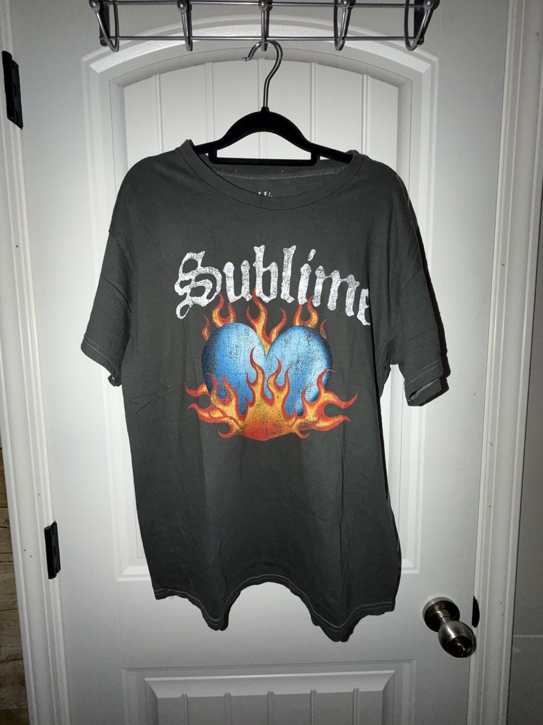 Sublime Flaming Heart Washed Oversized Graphic T-Shirt gallery