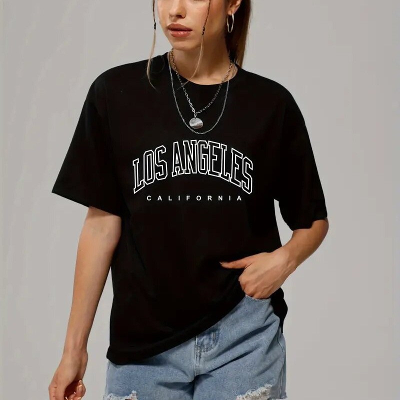 Los Angeles California Graphic T-Shirt Casual Cotton Tee LA Oversized Shirt gallery