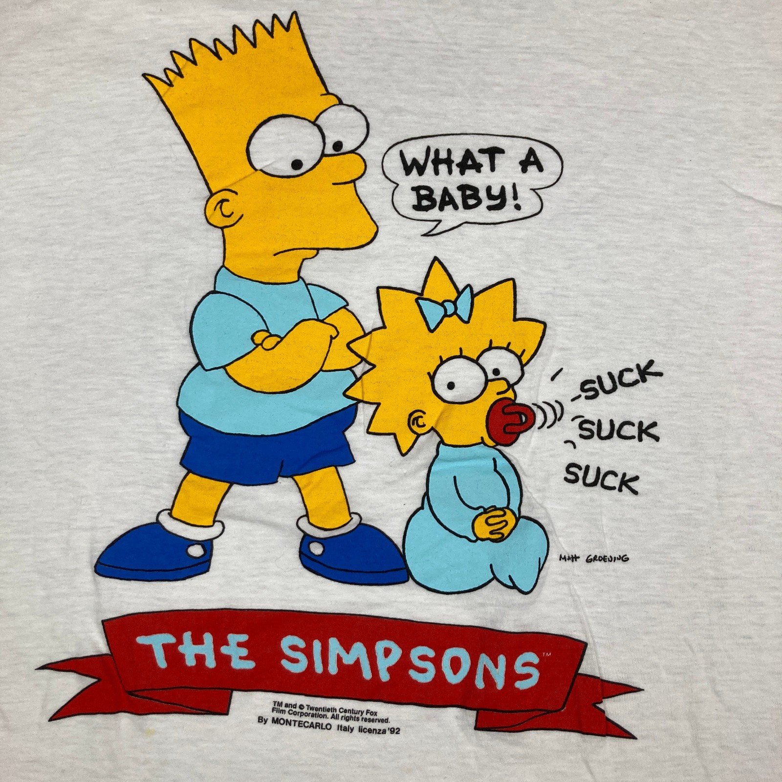 Vintage The Simpsons Shirt Mens XXL White 1992 Bart Maggie What A Baby 90s Tee gallery