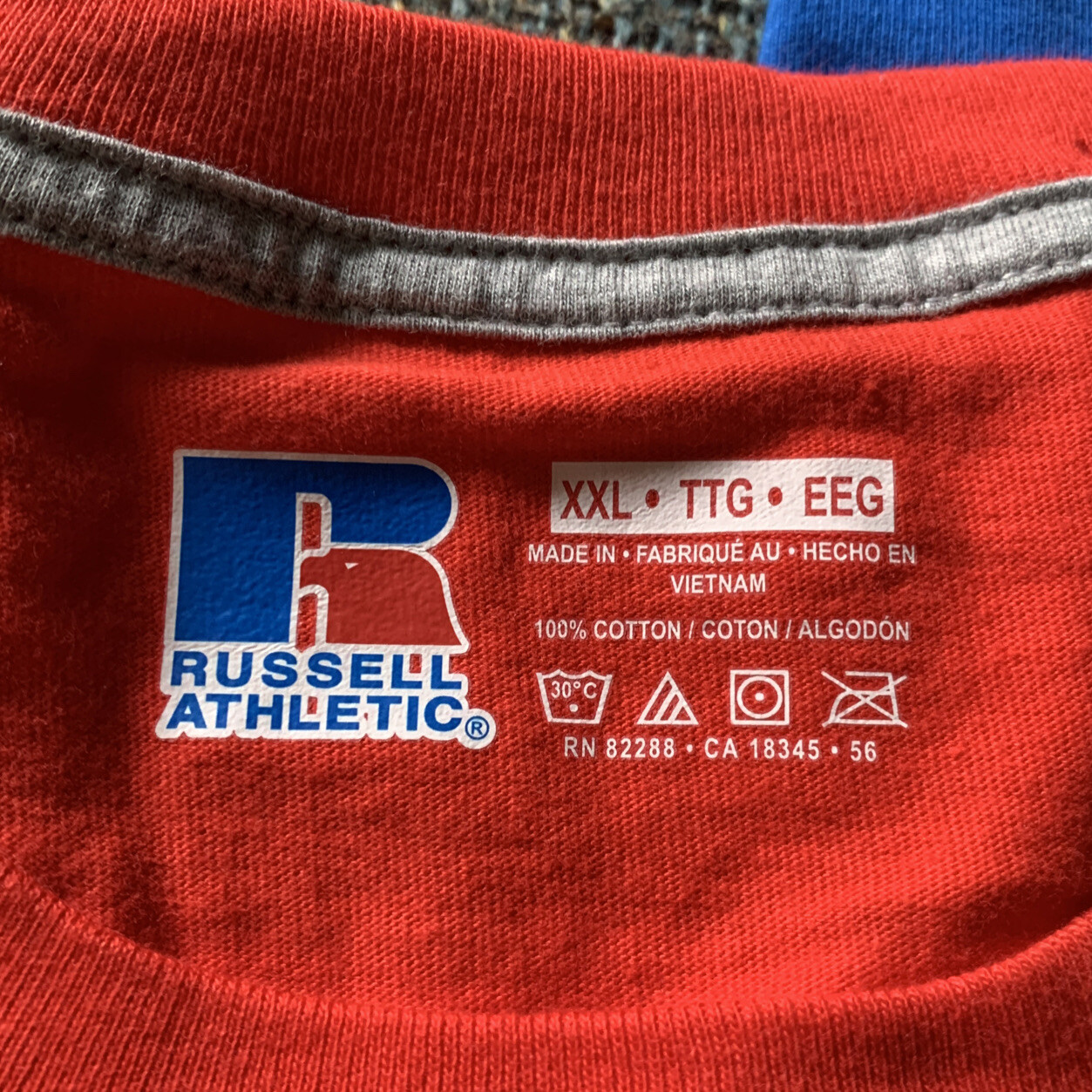 NWOT 2 Russell Athletic T Shirts Men's Size XXL 2XL Blue & Red Classic Logo A6 gallery